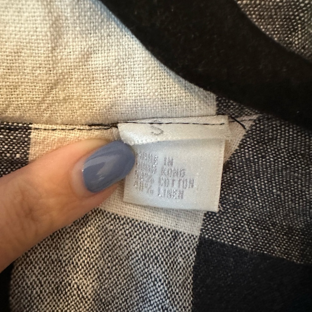 Espirit Black and White Plaid Jacket size Small Cotton Linen Blend - Picture 2 of 4